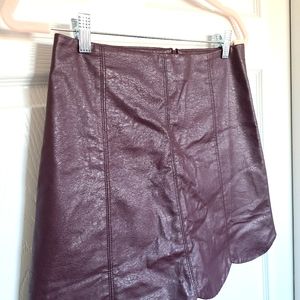 Faux leather dark brown mini skirt